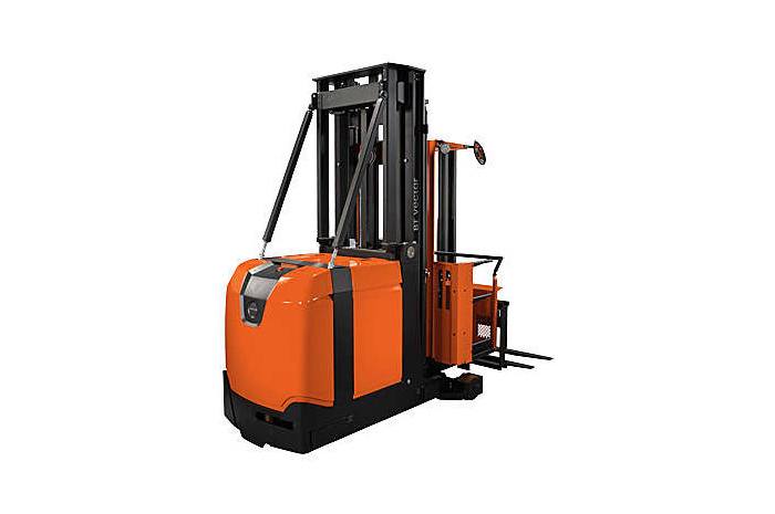 Узкопроходный штабелер с подъемом кабины